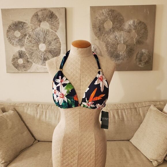 Ralph Lauren Watercolor Tropical Floral Bikini Top - Picture 2 of 10